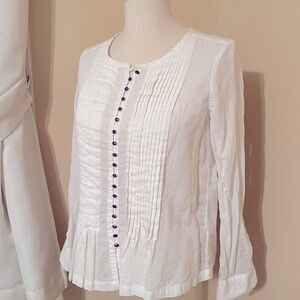 Anthropologie Maeve White Pleated Blouse, NWOT.